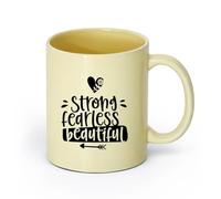 AYUEHBN cerámica Taza de Cerámica para Hogar y Oficina Fuerte, valiente, hermosa, mujer, niña, mujer （11oz/320ml） Ideal para usar en casa y la oficina Beige