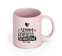 AYUEHBN cerámica Taza de Cerámica para Hogar y Oficina Fuerte, valiente, hermosa, mujer, niña, mujer （11oz/320ml） Ideal para usar en casa y la oficina Rosa