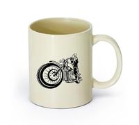 AYUEHBN cerámica Taza de Cerámica para Hogar y Oficina Garaje de motociclistas del Biker Club （11oz/320ml） Ideal para el hogar, la oficina, cafeterías, ideas de regalo Amarillo claro