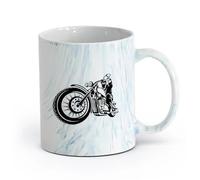 AYUEHBN cerámica Taza de Cerámica para Hogar y Oficina Garaje de motociclistas del Biker Club （11oz/320ml） Ideal para el hogar, la oficina, cafeterías, ideas de regalo Azul mármol