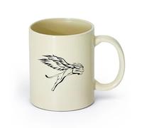 AYUEHBN cerámica Taza de Cerámica para Hogar y Oficina Gato alado, animal tribal puma （11oz/320ml） Para café, sopa, té, leche, latte, chocolate caliente, para mujeres y hombres Amarillo claro