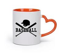 AYUEHBN cerámica Taza de Cerámica para Hogar y Oficina Gorra de béisbol Bates Juego de pelota Deportes （11oz/320ml） Para leche, té, cola y agua Naranja