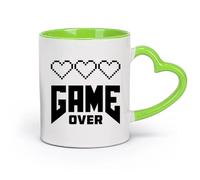 AYUEHBN cerámica Taza de Cerámica para Hogar y Oficina Imagen con inscripción Game Over Game Zone （11oz/320ml） Oficina, hogar, cafetería, apto para lavavajillas y microondas Verde