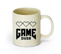 AYUEHBN cerámica Taza de Cerámica para Hogar y Oficina Imagen con inscripción Game Over Game Zone （11oz/320ml） Oficina, hogar, cafetería, apto para lavavajillas y microondas Amarillo claro