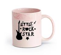 AYUEHBN cerámica Taza de Cerámica para Hogar y Oficina Little Rock Star Guitarra eléctrica Niño Niña （11oz/320ml） Para café, avena, té, fácil de limpiar Rosa mármol