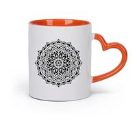 AYUEHBN cerámica Taza de Cerámica para Hogar y Oficina Meditación del hinduismo con mandalas （11oz/320ml） Café, té, latte, leche, cacao, zumo y otras bebidas calientes Naranja