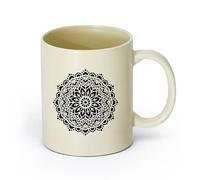 AYUEHBN cerámica Taza de Cerámica para Hogar y Oficina Meditación del hinduismo con mandalas （11oz/320ml） Café, té, latte, leche, cacao, zumo y otras bebidas calientes Amarillo claro