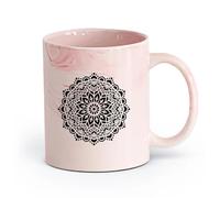 AYUEHBN cerámica Taza de Cerámica para Hogar y Oficina Meditación del hinduismo con mandalas （11oz/320ml） Café, té, latte, leche, cacao, zumo y otras bebidas calientes Rosa mármol
