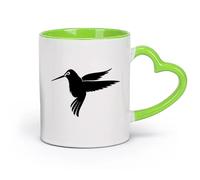 AYUEHBN cerámica Taza de Cerámica para Hogar y Oficina Pequeña silueta de colibrí volando a casa （11oz/320ml） Taza de cerámica para capuchino, té, leche Verde