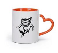 AYUEHBN cerámica Taza de Cerámica para Hogar y Oficina Tiburón pirata, un animal marino peligroso （11oz/320ml） Café, té, latte, leche, cacao, zumo y otras bebidas calientes Naranja