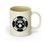 AYUEHBN cerámica Taza de Cerámica para Regalo, Taza para Latte con Asa Chip Crown jugando al póquer （11oz/320ml） Para bebidas calientes, latte, capuchino Amarillo claro