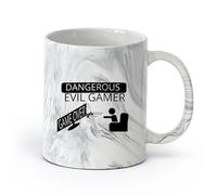 AYUEHBN cerámica Taza de Cerámica para Regalo, Taza para Latte con Asa Joystick Game Over para niños （11oz/320ml） Ideal para usar en casa y la oficina Negro mármol