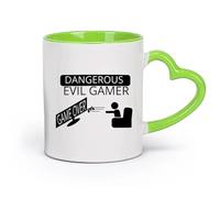 AYUEHBN cerámica Taza de Cerámica para Regalo, Taza para Latte con Asa Joystick Game Over para niños （11oz/320ml） Ideal para usar en casa y la oficina Verde