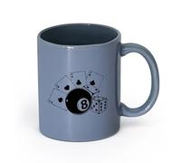 AYUEHBN cerámica Taza de Cerámica para Regalo, Taza para Latte con Asa Naipes Billar Apuestas Casino （11oz/320ml） Para cafetería o restaurante Gris azulado