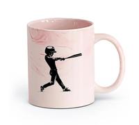 AYUEHBN cerámica Taza de Cerámica para Regalo, Taza para Latte con Asa Niño jugador de béisbol niños （11oz/320ml） Para té, café, infusión caliente Rosa mármol