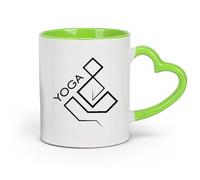 AYUEHBN cerámica Taza de Cerámica para Regalo, Taza para Latte con Asa Yoga Geométrico Zen Budismo （11oz/320ml） Café, té, latte, leche, cacao, zumo y otras bebidas calientes Verde
