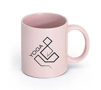 AYUEHBN cerámica Taza de Cerámica para Regalo, Taza para Latte con Asa Yoga Geométrico Zen Budismo （11oz/320ml） Café, té, latte, leche, cacao, zumo y otras bebidas calientes Rosa