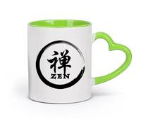 AYUEHBN cerámica Taza de Cerámica Taza Caligrafía del círculo Zen Enso, jeroglífico asiático （11oz/320ml） Tazas de cerámica para el hogar o el trabajo Verde