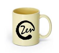 AYUEHBN cerámica Taza de Cerámica Taza Círculo de Meditación Enso Zen Equilibrio Caligrafía Asiática （11oz/320ml） Para té, chocolate caliente Beige