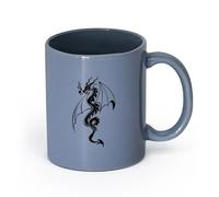AYUEHBN cerámica Taza de Cerámica Taza Cuento de hadas de fantasía del dragón que escupe fuego （11oz/320ml） Taza de cerámica para capuchino, té, leche Gris azulado