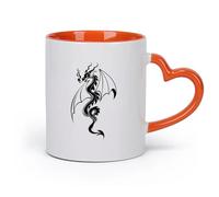 AYUEHBN cerámica Taza de Cerámica Taza Cuento de hadas de fantasía del dragón que escupe fuego （11oz/320ml） Taza de cerámica para capuchino, té, leche Naranja
