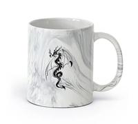 AYUEHBN cerámica Taza de Cerámica Taza Cuento de hadas de fantasía del dragón que escupe fuego （11oz/320ml） Taza de cerámica para capuchino, té, leche Negro mármol