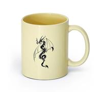 AYUEHBN cerámica Taza de Cerámica Taza Cuento de hadas de fantasía del dragón que escupe fuego （11oz/320ml） Taza de cerámica para capuchino, té, leche Beige