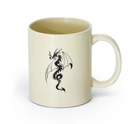 AYUEHBN cerámica Taza de Cerámica Taza Cuento de hadas de fantasía del dragón que escupe fuego （11oz/320ml） Taza de cerámica para capuchino, té, leche Amarillo claro