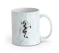 AYUEHBN cerámica Taza de Cerámica Taza Cuento de hadas de fantasía del dragón que escupe fuego （11oz/320ml） Taza de cerámica para capuchino, té, leche Azul mármol