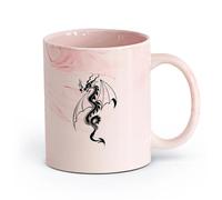 AYUEHBN cerámica Taza de Cerámica Taza Cuento de hadas de fantasía del dragón que escupe fuego （11oz/320ml） Taza de cerámica para capuchino, té, leche Rosa mármol