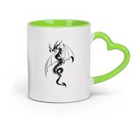 AYUEHBN cerámica Taza de Cerámica Taza Cuento de hadas de fantasía del dragón que escupe fuego （11oz/320ml） Taza de cerámica para capuchino, té, leche Verde
