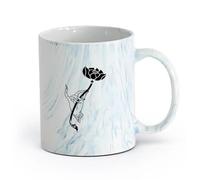 AYUEHBN cerámica Taza de Cerámica Taza Estudio de yoga de mano de flor de loto Budismo Hinduismo （11oz/320ml） Elegante y duradero: apto para microondas y lavavajillas Azul mármol