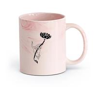 AYUEHBN cerámica Taza de Cerámica Taza Estudio de yoga de mano de flor de loto Budismo Hinduismo （11oz/320ml） Elegante y duradero: apto para microondas y lavavajillas Rosa mármol