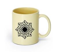 AYUEHBN cerámica Taza de Cerámica Taza Salón de meditación con mandalas florales indios （11oz/320ml） Apto para lavavajillas y microondas, para la oficina y el hogar Beige