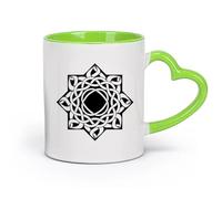 AYUEHBN cerámica Taza de Cerámica Taza Salón de meditación con mandalas florales indios （11oz/320ml） Apto para lavavajillas y microondas, para la oficina y el hogar Verde