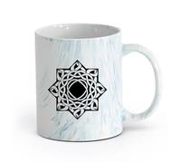 AYUEHBN cerámica Taza de Cerámica Taza Salón de meditación con mandalas florales indios （11oz/320ml） Apto para lavavajillas y microondas, para la oficina y el hogar Azul mármol