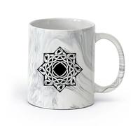 AYUEHBN cerámica Taza de Cerámica Taza Salón de meditación con mandalas florales indios （11oz/320ml） Apto para lavavajillas y microondas, para la oficina y el hogar Negro mármol
