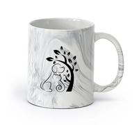 AYUEHBN cerámica Taza de Cerámica Taza Vivero veterinario para animales de compañía, árbol, gato, perro （11oz/320ml） Para café, avena, té, fácil de limpiar Negro mármol