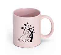 AYUEHBN cerámica Taza de Cerámica Taza Vivero veterinario para animales de compañía, árbol, gato, perro （11oz/320ml） Para café, avena, té, fácil de limpiar Rosa