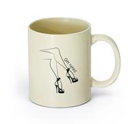 AYUEHBN cerámica Taza de té Consigue el atractivo sexual de una dama con piernas de tacón de aguja （11oz/320ml） Para leche, té, cola y agua Amarillo claro