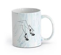 AYUEHBN cerámica Taza de té Consigue el atractivo sexual de una dama con piernas de tacón de aguja （11oz/320ml） Para leche, té, cola y agua Azul mármol