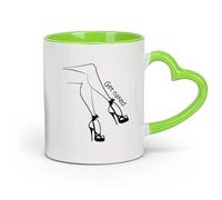 AYUEHBN cerámica Taza de té Consigue el atractivo sexual de una dama con piernas de tacón de aguja （11oz/320ml） Para leche, té, cola y agua Verde