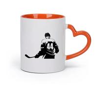 AYUEHBN cerámica Taza de té Crea tu propio jugador de hockey personalizado, deporte de invierno （11oz/320ml） Regalo único de oficina para mujeres y hombres Naranja