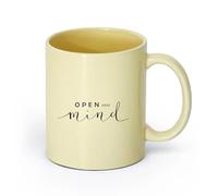 AYUEHBN cerámica Taza de Té de Cerámica Abre tu mente: refrán inspirador para la meditación del yoga （11oz/320ml） Bebidas calientes, espresso Beige