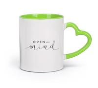 AYUEHBN cerámica Taza de Té de Cerámica Abre tu mente: refrán inspirador para la meditación del yoga （11oz/320ml） Bebidas calientes, espresso Verde