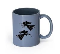 AYUEHBN cerámica Taza de Té de Cerámica Ángeles y Santos Ángeles Seres Alados Arpa Flauta de Luz （11oz/320ml） Para bebidas calientes, latte, capuchino Gris azulado