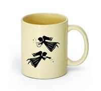 AYUEHBN cerámica Taza de Té de Cerámica Ángeles y Santos Ángeles Seres Alados Arpa Flauta de Luz （11oz/320ml） Para bebidas calientes, latte, capuchino Beige