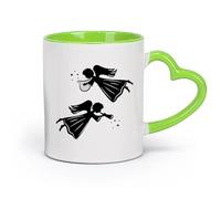 AYUEHBN cerámica Taza de Té de Cerámica Ángeles y Santos Ángeles Seres Alados Arpa Flauta de Luz （11oz/320ml） Para bebidas calientes, latte, capuchino Verde