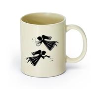 AYUEHBN cerámica Taza de Té de Cerámica Ángeles y Santos Ángeles Seres Alados Arpa Flauta de Luz （11oz/320ml） Para bebidas calientes, latte, capuchino Amarillo claro