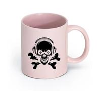 AYUEHBN cerámica Taza de Té de Cerámica Auriculares Skull Bones para jugar en la sala de juegos （11oz/320ml） Ideal para el hogar, la oficina, cafeterías, ideas de regalo Rosa